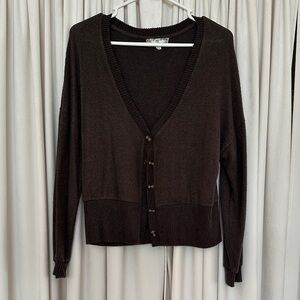 Pink Rose Chocolate Button-Up Cardigan